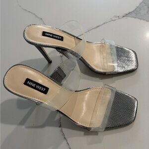Nine West Metallic Silver Heeled Sandals